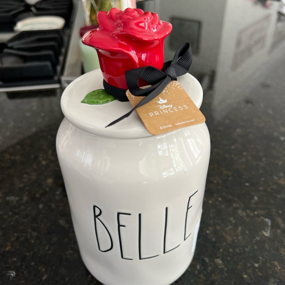 Rae Dunn Disney Beauty & the Beast Belle ceramic kitchen jar